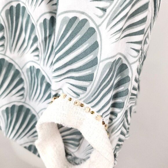 Skemo Boheme Green Seashell Caracol Miami Beaded V-neck Oversized Beach Top S - Picture 5 of 8